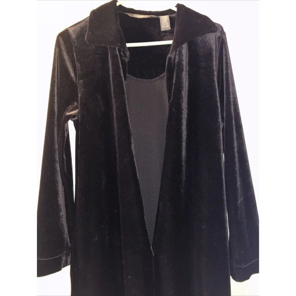 Jasmine Rose Full Length Zip Black Robe With Pockets Long Sleeve - Picture 4 of 6